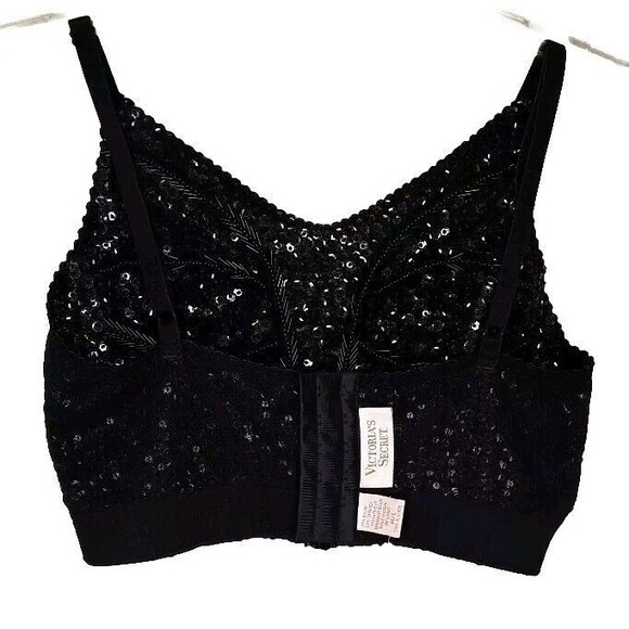 Vintage Victoria’s Secret GOLD LABEL Blk Sequin Corset Bustier Bra Size M/L NWT - Picture 3 of 7